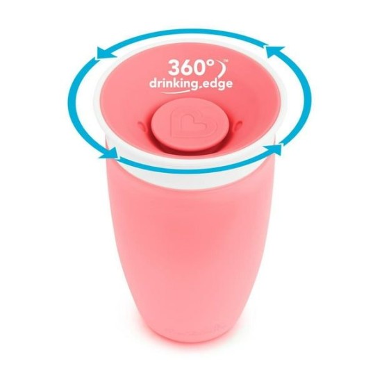 Munchkin Παιδικό Ποτηράκι "Miracle 360°" από Πλαστικό light Pink 296ml για 12m+ 11029/light Pink